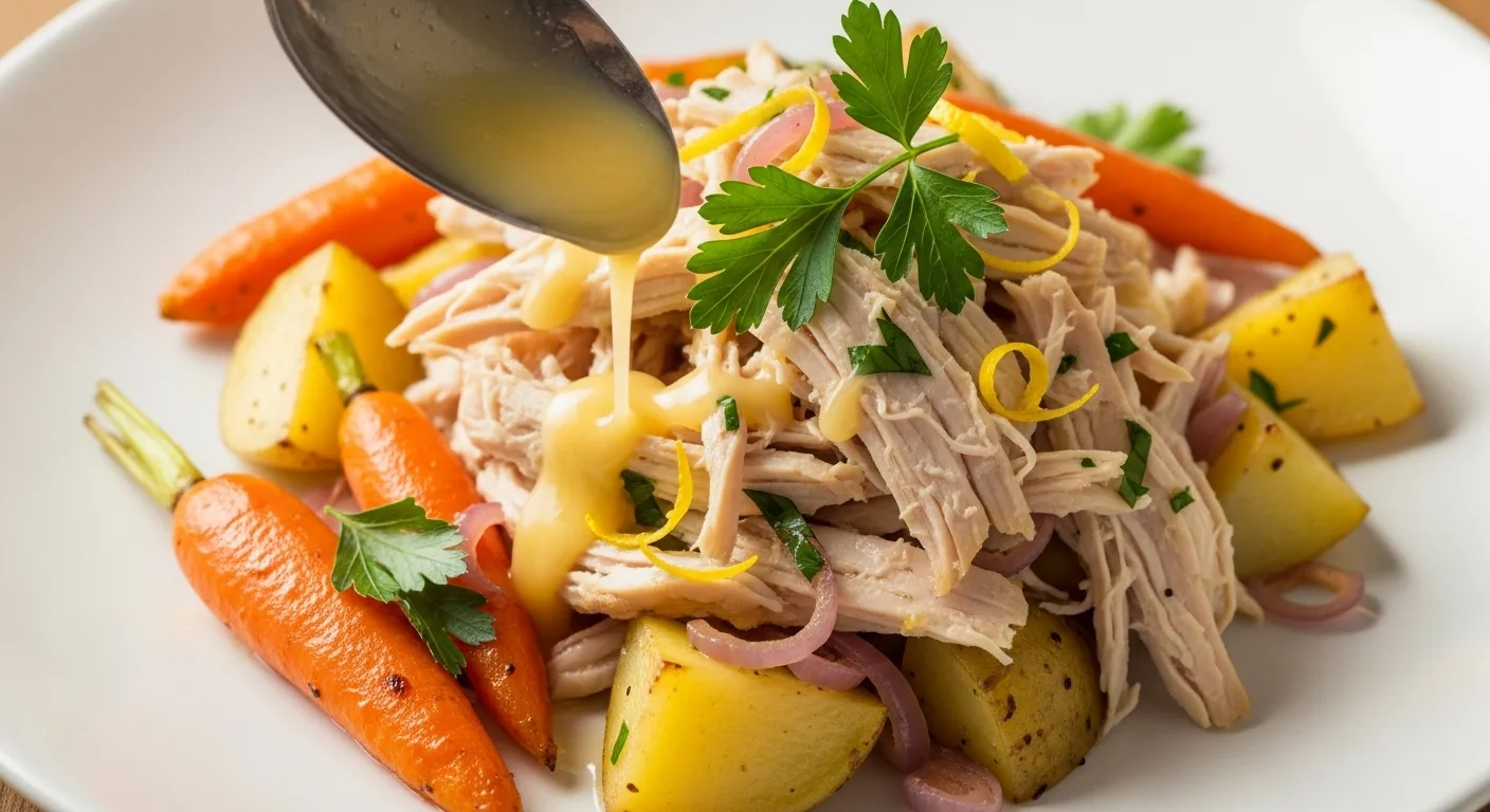 The Ultimate Slow Cooker Creamy Lemon Herb Chicken That'll Make Your House Smell Like Heaven 5 Drizzling creamy lemon sauce over tender slow cooker chicken for a healthy and balanced meal