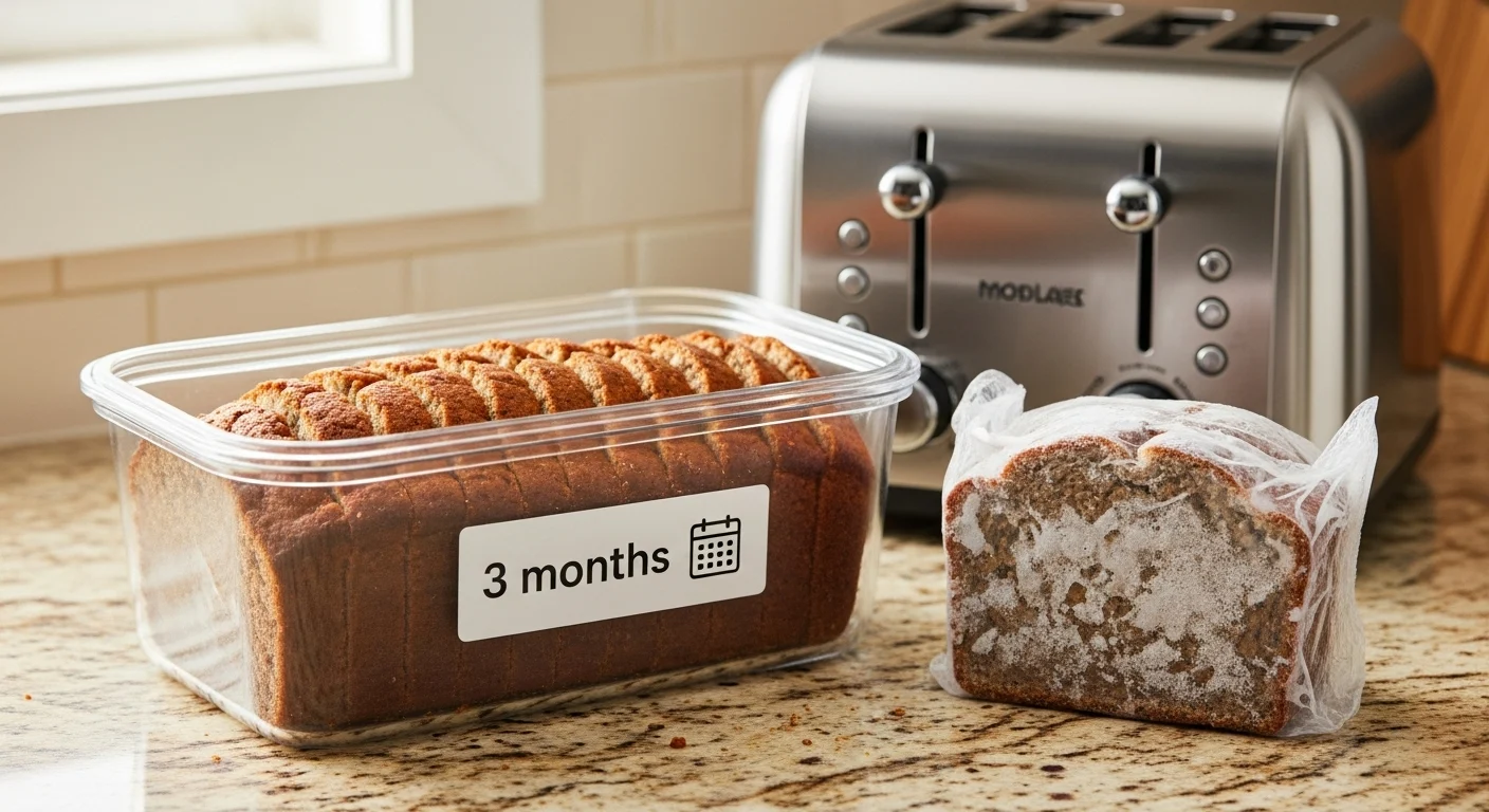 How to Make The Best Banana Bread Chocolate Chip Recipe: Super Moist 2 Chocolate chip banana bread slices stored in an airtight container and frozen for meal prep.
