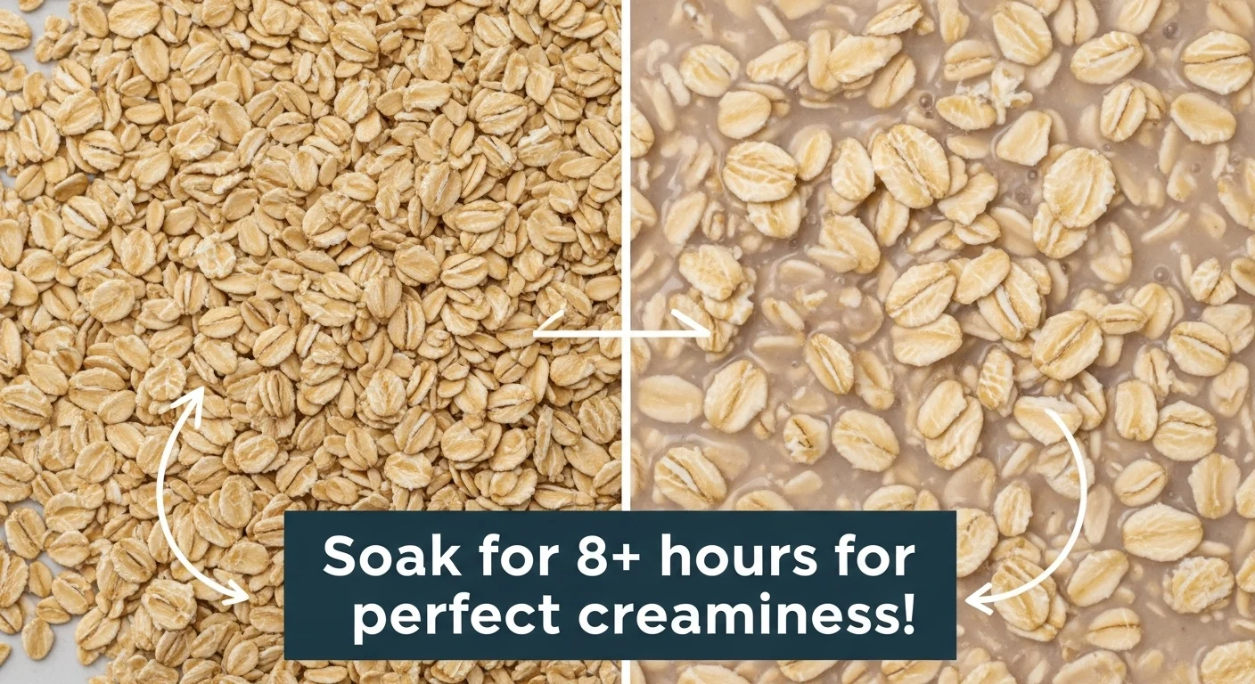 Berry Overnight Oats Recipe: How to Make 4 Healthy Bowls 4 Left: dry rolled oats. Right: soaked oats with a creamy texture after overnight refrigeration.