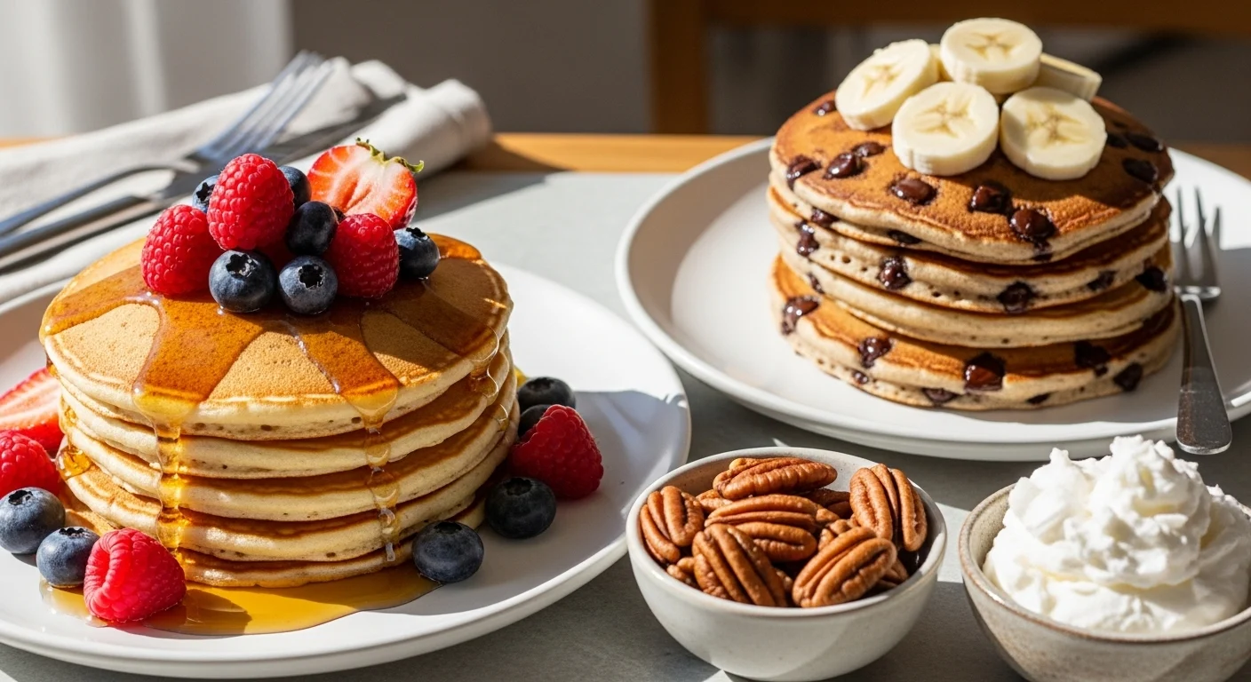 How To Make The Ultimate Fluffy Gluten Free Pancake Recipe | Easy GF & DF Recipe 4 Gluten free pancakes served with maple syrup, berries, and mix-in variations.”